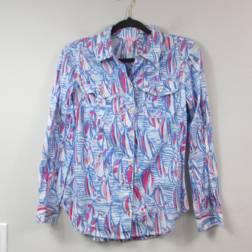 Lilly Pulitzer Red Right Return Button Down Shirt - image 1